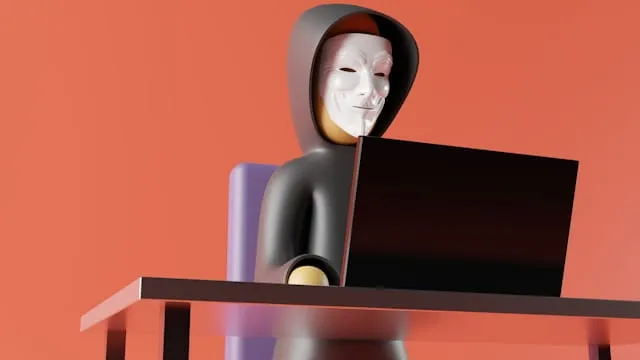 Anonymous user on laptop being protected from online impersonation