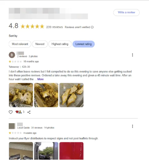 Restaurant review profile before our removal work